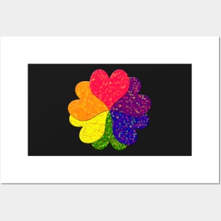 Love in Bloom Rainbow Hearts in Flower Shape Posters and Art